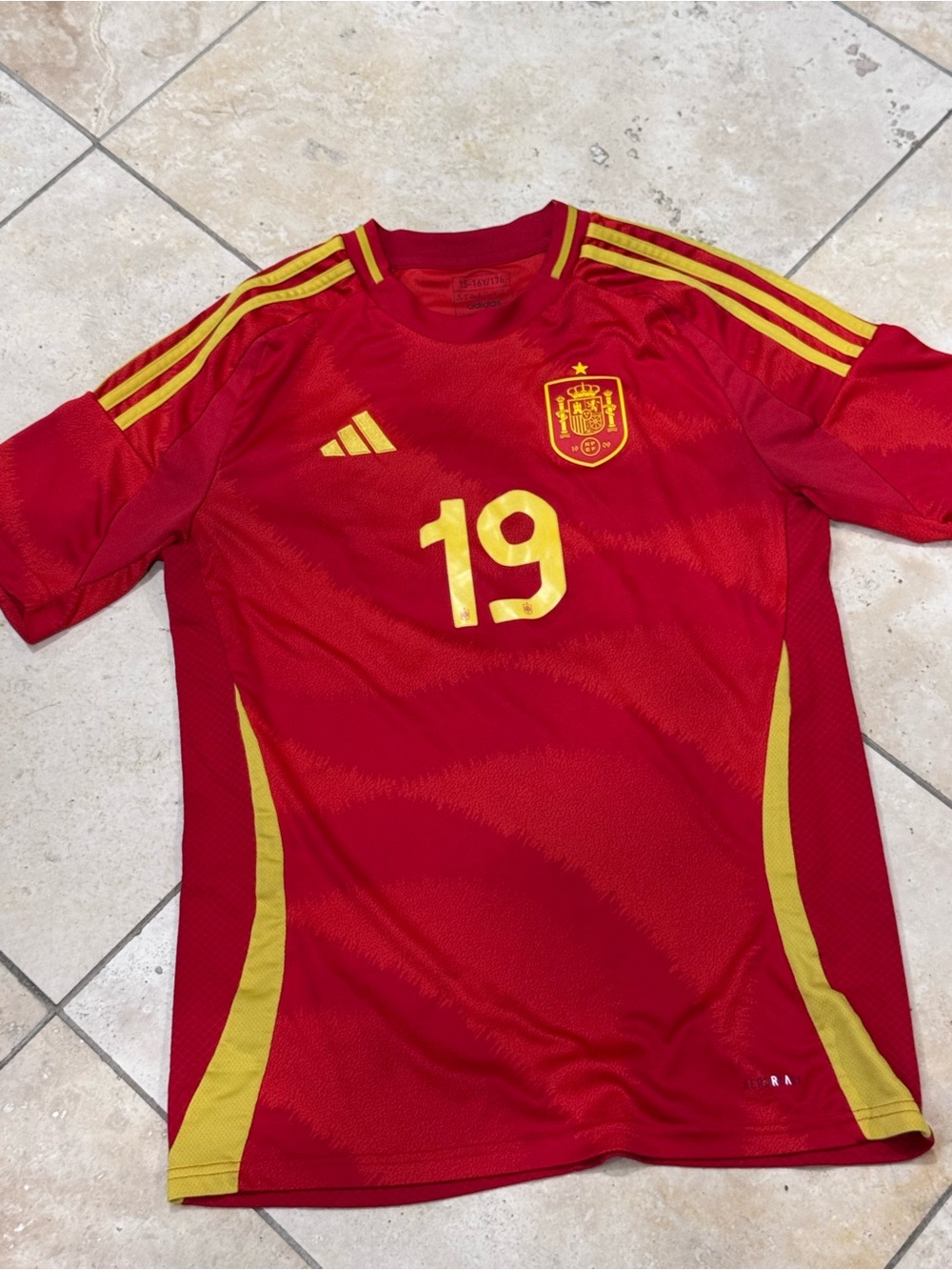 Lamine Yamal Adidas Spain National Team #19 Red & Yellow Soccer Jersey